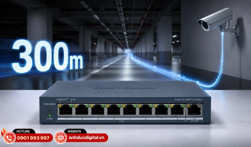 Khả năng truyền dẫn tối đa 300m