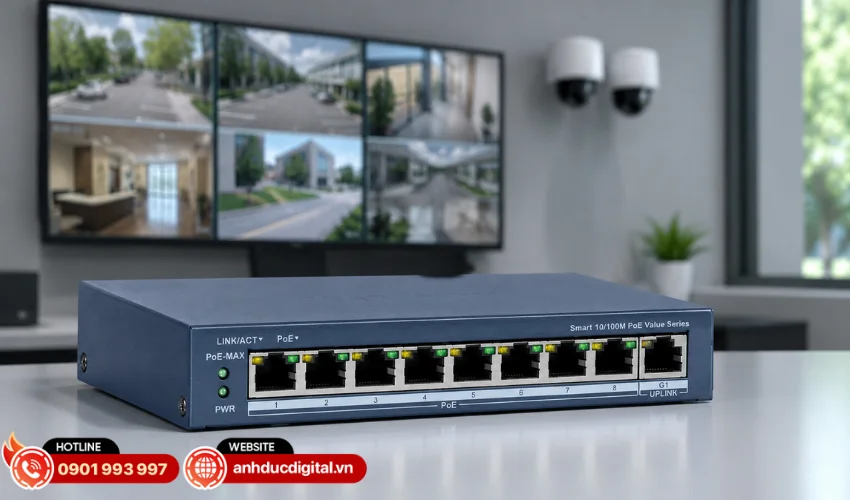 Switch mạng thông minh 8 cổng PoE