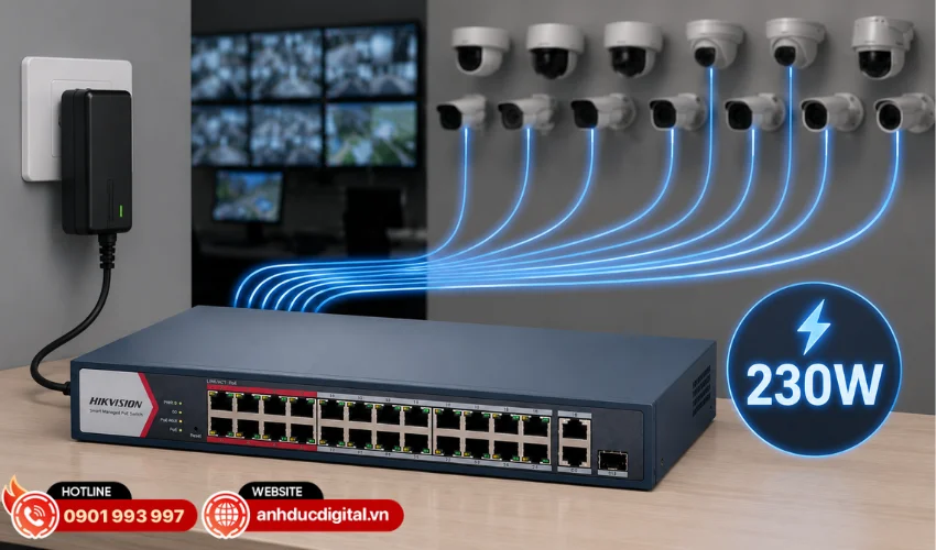 Công suất PoE lên đến 230W
