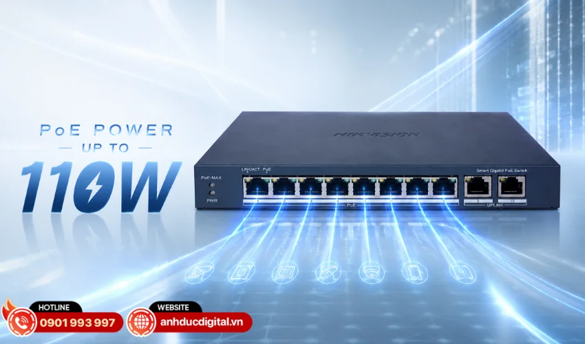 C&ocirc;ng suất PoE l&ecirc;n đến 110W