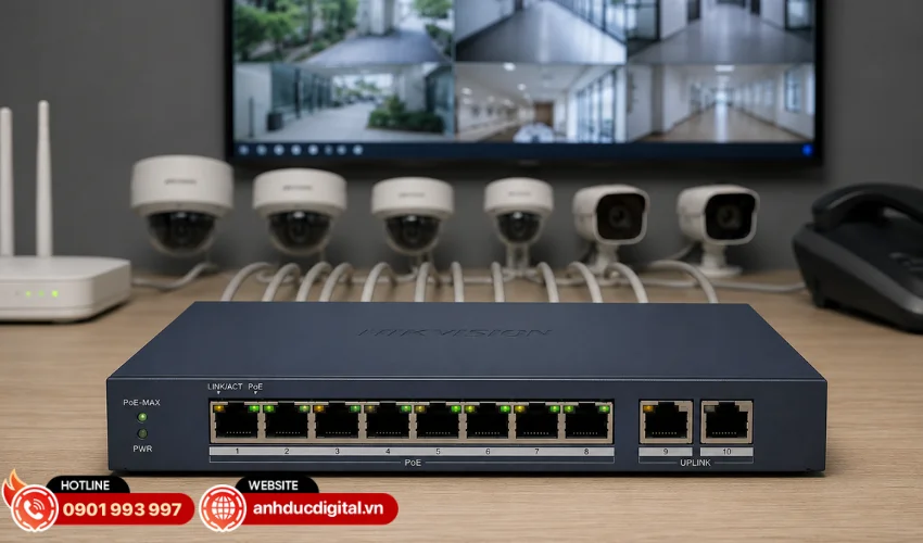 Switch mạng thông minh 8 cổng PoE Gigabit