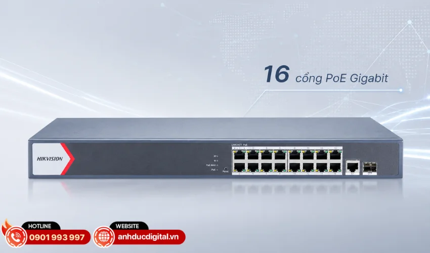 Switch mạng th&ocirc;ng minh 16 cổng PoE