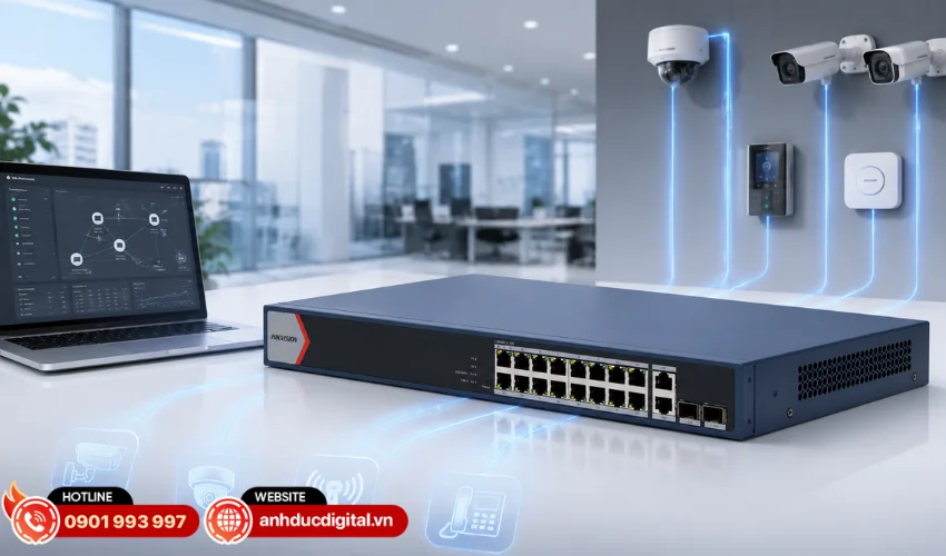 Switch th&ocirc;ng minh quản l&yacute; PoE Gigabit