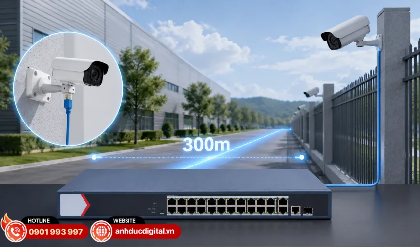 Khả năng truyền dẫn tối đa 300m