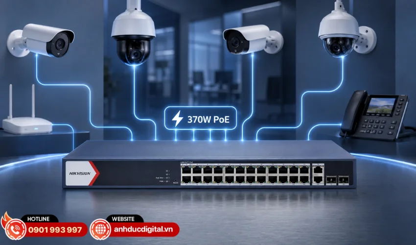 C&ocirc;ng suất PoE l&ecirc;n đến 370W