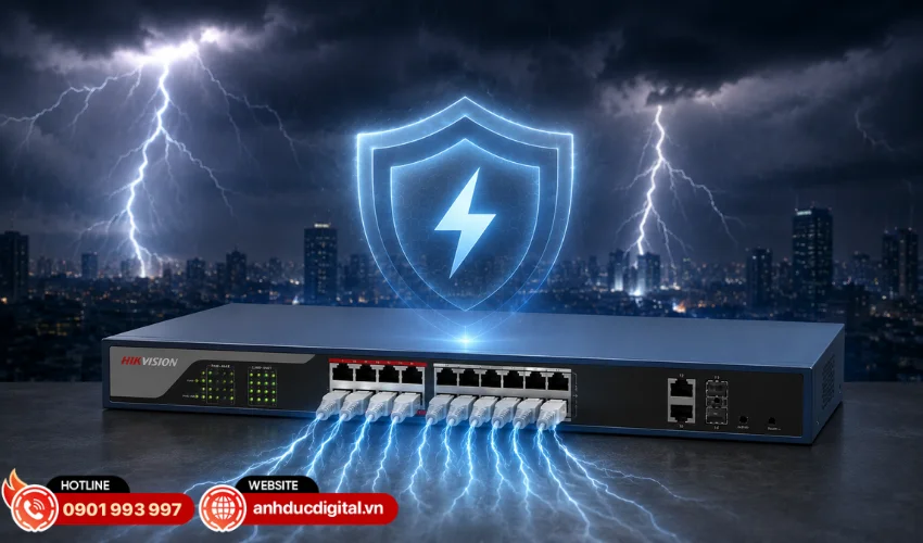 T&iacute;nh năng chống s&eacute;t 6KV cho c&aacute;c cổng PoE