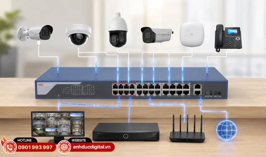 Switch mạng 24 cổng PoE