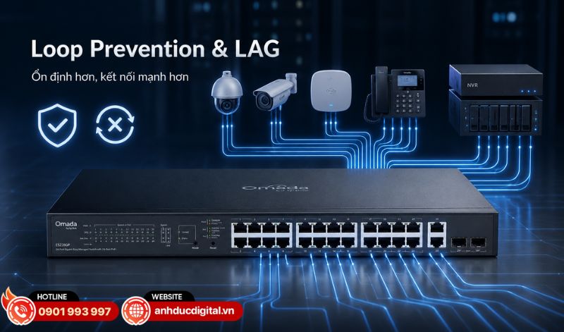 ES228GP hỗ trợ Loop Prevention/Loopback Detection nhằm phát hiện và hạn chế tình trạng vòng lặp