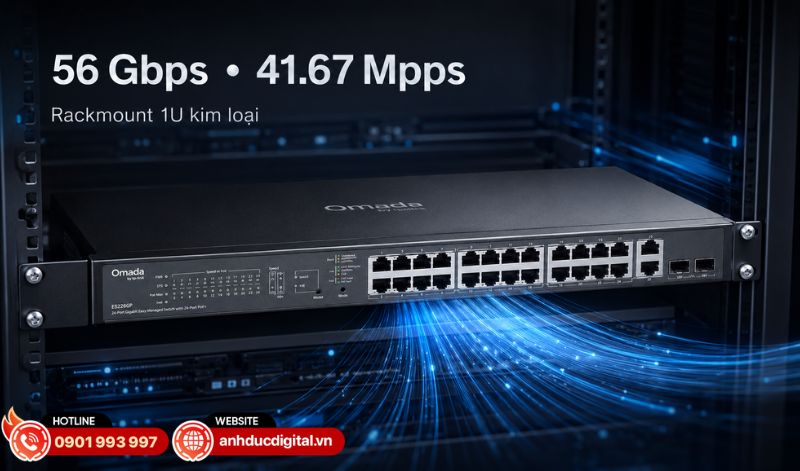 ES228GP có Switching Capacity 56 Gbps và tốc độ chuyển gói đạt 41.67 Mpps
