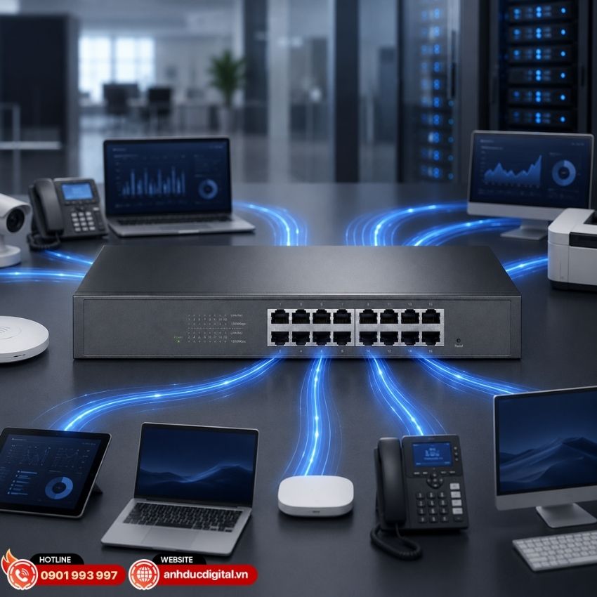 ES216G sở hữu dung lượng chuyển mạch 32 Gbps&nbsp;gi&uacute;p xử l&yacute; dữ liệu hiệu quả giữa c&aacute;c thiết bị được kết nối