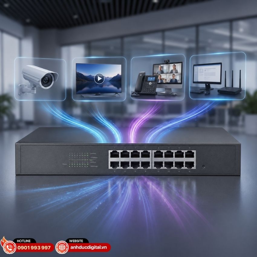 ES216G t&iacute;ch hợp QoS dựa tr&ecirc;n Port, 802.1p v&agrave; DSCP, gi&uacute;p ưu ti&ecirc;n c&aacute;c luồng dữ liệu quan trọng trong mạng