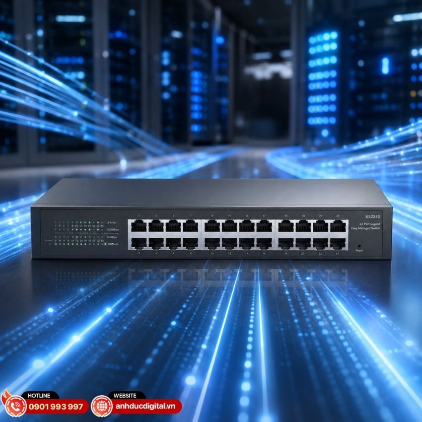 ES224G sở hữu switching capacity 48 Gbps c&ugrave;ng tốc độ chuyển g&oacute;i 35,7 Mpps
