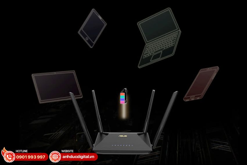 RT-AX53U có khả năng cung cấp đường truyền đồng thời cho nhiều thiết bị
