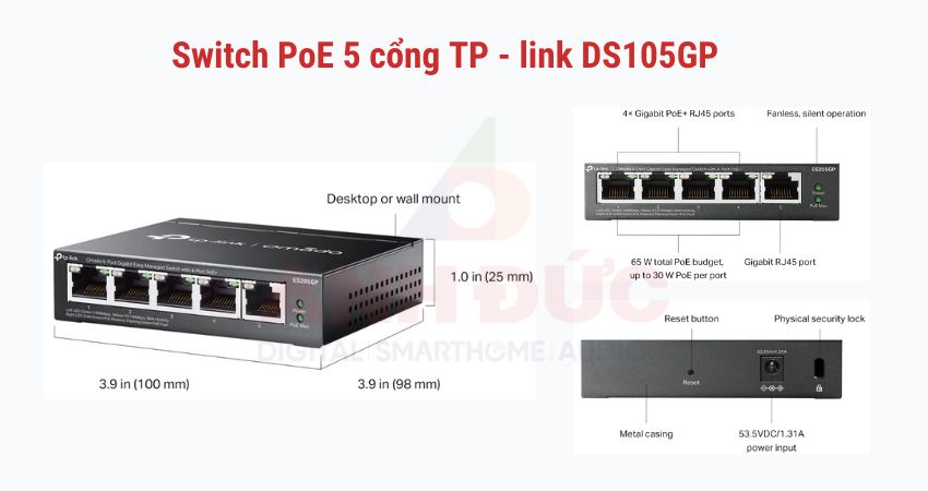 switch-poe-5-cong-tp-link-ds105gp tong quan