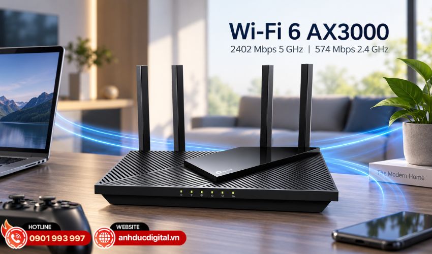 Wi-Fi 6 AX3000 tốc độ l&ecirc;n đến 3.0 Gbps