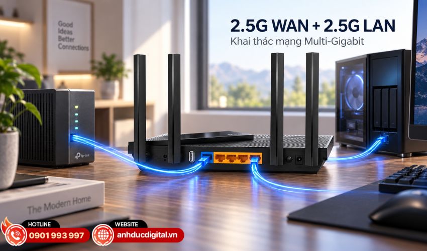 Hai cổng 2.5Gbps khai th&aacute;c tốt mạng Multi-Gigabit