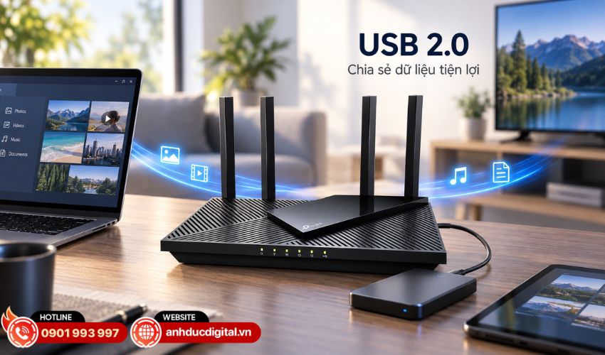Cổng USB hỗ trợ chia sẻ dữ liệu trong mạng