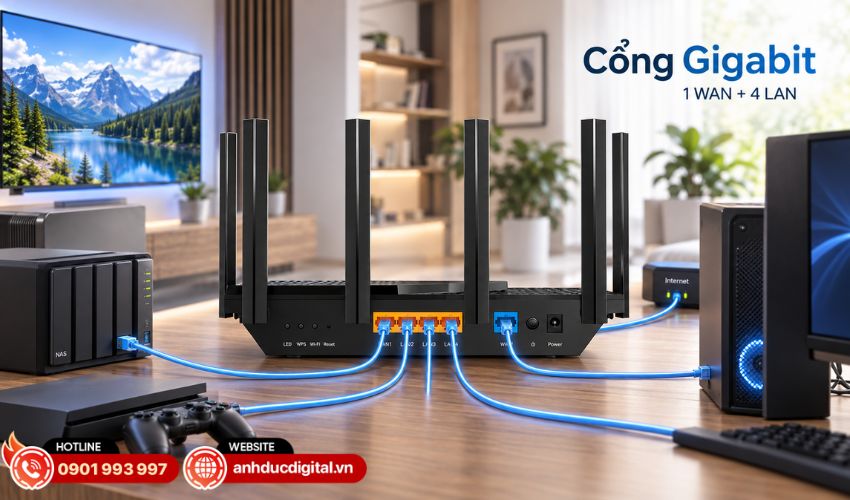 Hệ thống cổng Gigabit đ&aacute;p ứng mạng gia đ&igrave;nh