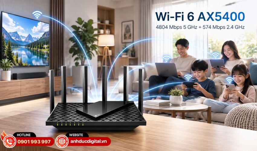 Wi-Fi 6 AX5400 mang đến tốc độ kết nối mạnh mẽ