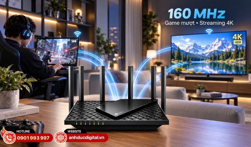 HT160 tăng băng th&ocirc;ng cho thiết bị Wi-Fi 6 tương th&iacute;ch