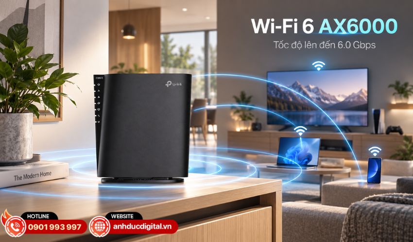 Wi-Fi 6 AX6000 cho tốc độ l&ecirc;n đến 6.0 Gbps