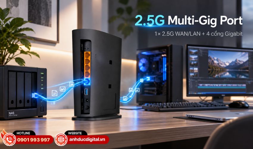 Trang bị cổng 2.5Gbps khai th&aacute;c đường truyền Multi-Gigabit