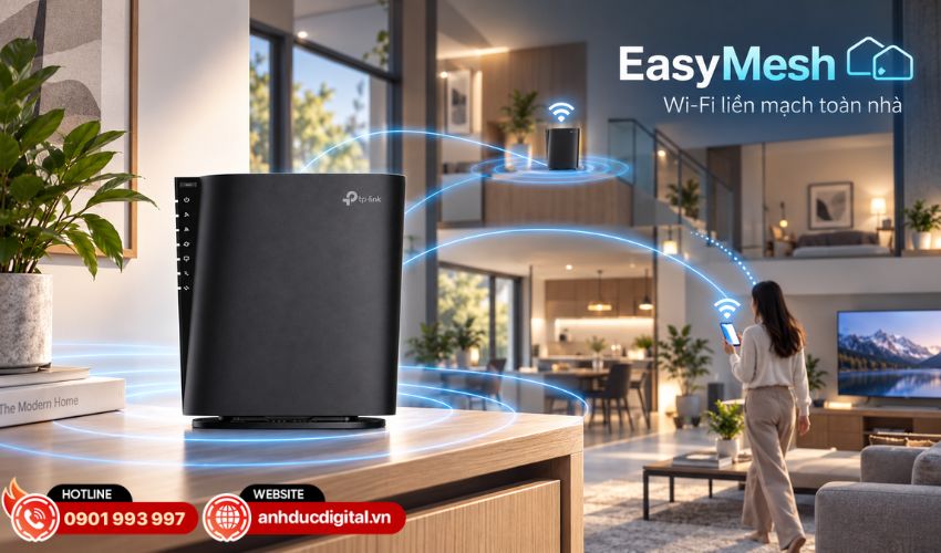 T&iacute;nh năng EasyMesh gi&uacute;p mở rộng Wi-Fi linh hoạt hơn