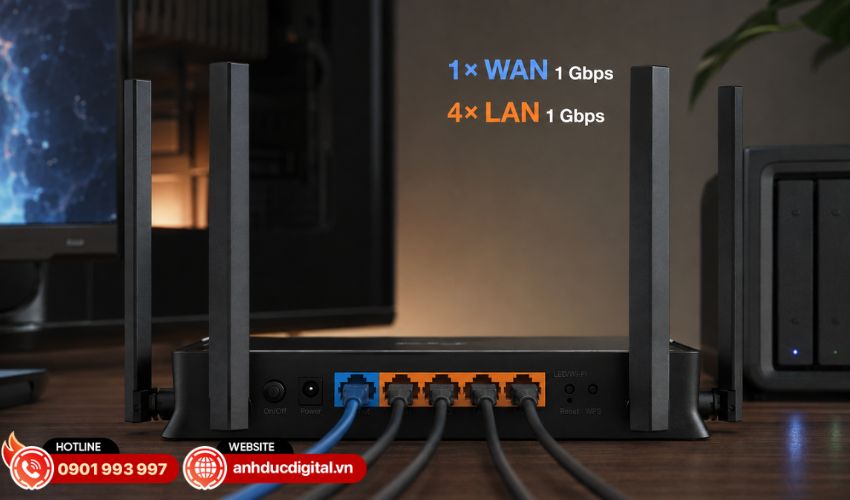 5 cổng Gigabit đáp ứng nhu cầu kết nối có dây
