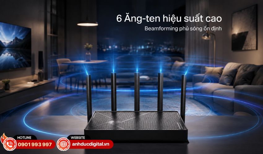 6 ăng-ten hiệu suất cao kết hợp Beamforming mở rộng vùng phủ