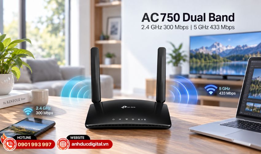 WiFi AC750 hai băng tần cho kết nối linh hoạt