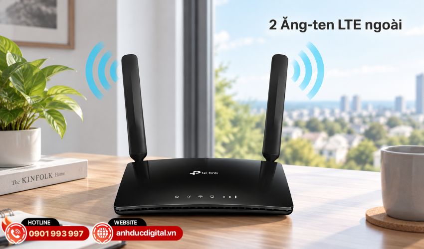 Trang bị 2 ăng-ten 4G LTE ngo&agrave;i hỗ trợ thu s&oacute;ng ổn định