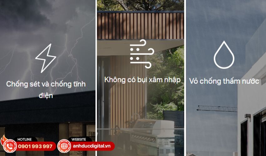 Chuẩn IP65 bền bỉ trước điều kiện ngo&agrave;i trời
