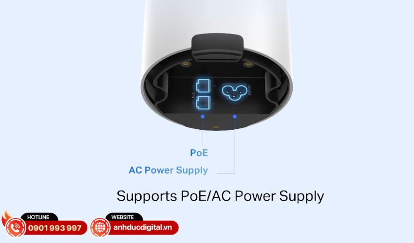 Hỗ trợ PoE v&agrave; nguồn AC linh hoạt khi lắp đặt