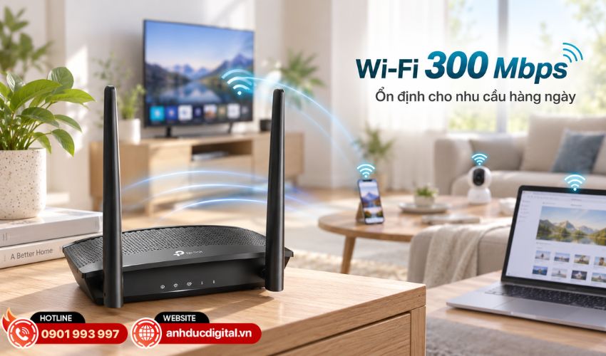 Wi-Fi 2.4 GHz tốc độ l&ecirc;n đến 300 Mbps