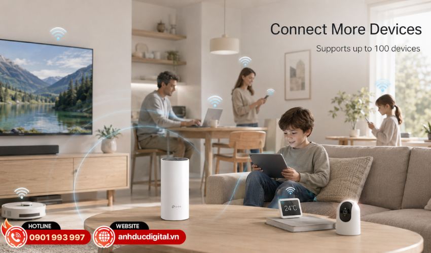 Kết nối đồng thời l&ecirc;n đến 100 thiết bị