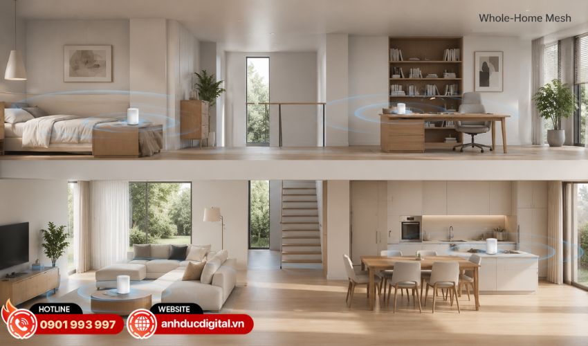 Phủ sóng WiFi rộng đến mọi khu vực trong ngôi nhà