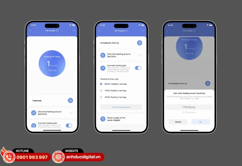 Aqara Pet Feeder C1 PETC1-M01 cho ph&eacute;p người d&ugrave;ng thiết lập lịch cho ăn theo từng khung giờ