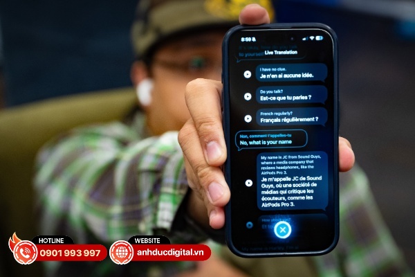 Tính năng dịch trực tiếp trên iPhone với AIrPods Pro 3