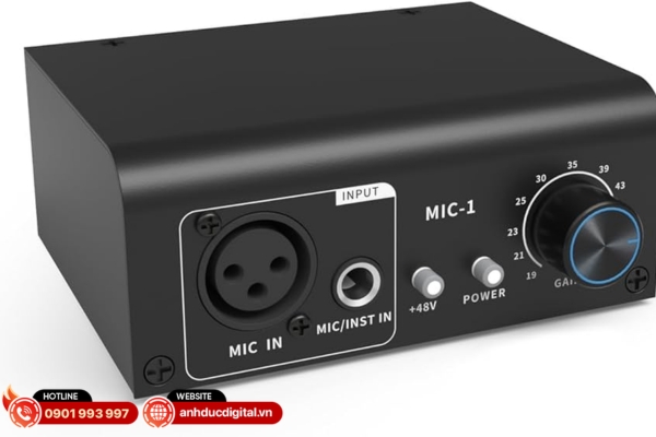 Audio Interface dùng preamp và Phantom Power 48V để thu micro condenser hiệu quả