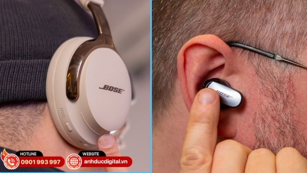Cả hai tai nghe Bose QuietComfort Ultra đều trang bị cảm biến thông minh, tự động phát/dừng khi đeo hoặc tháo
