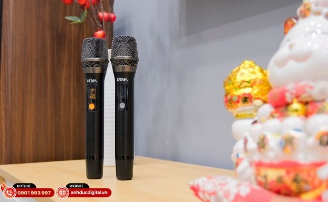 2 micro không dây đi kèm, bắt giọng tốt, sử dụng ổn định.