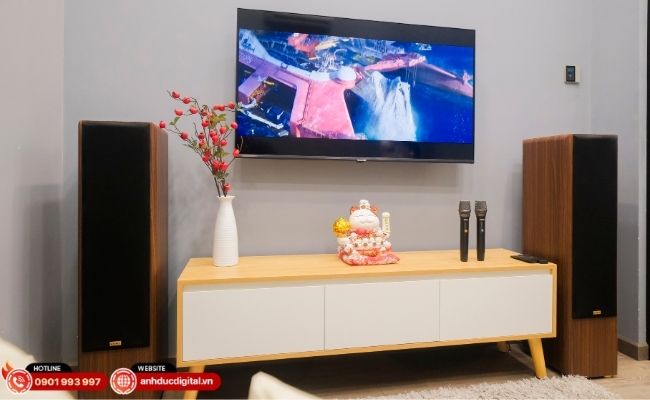Loa cột Hi-Fi 2.0 all-in-one cho nghe nhạc, xem phim và karaoke tại gia.