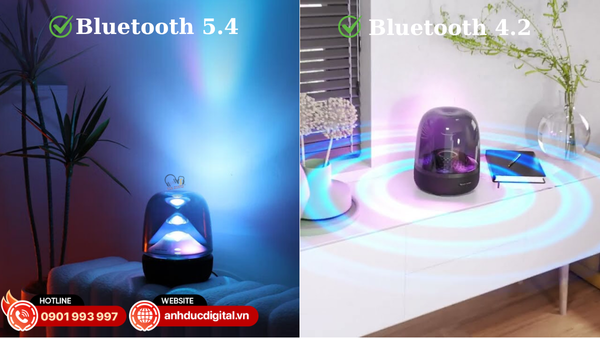 Aura Studio 5 dùng Bluetooth 5.4 cho kết nối ổn định và hiện đại, còn Aura Studio 4 sử dụng Bluetooth 4.2 với hiệu suất truyền thống