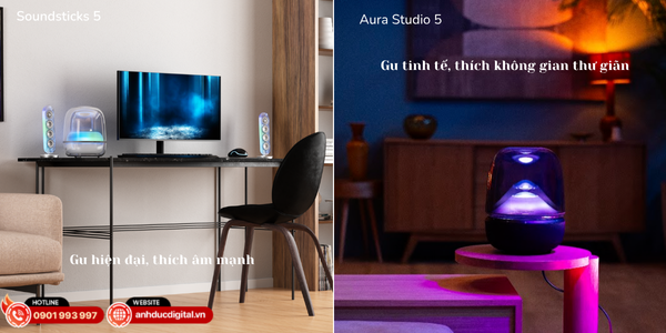 Harman Kardon SoundSticks 5 và Aura Studio 5 – hai biểu tượng âm thanh đáng đầu tư cho không gian hiện đại
