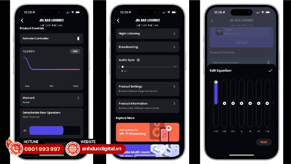 Giao diện ứng dụng JBL One để điều chỉnh EQ