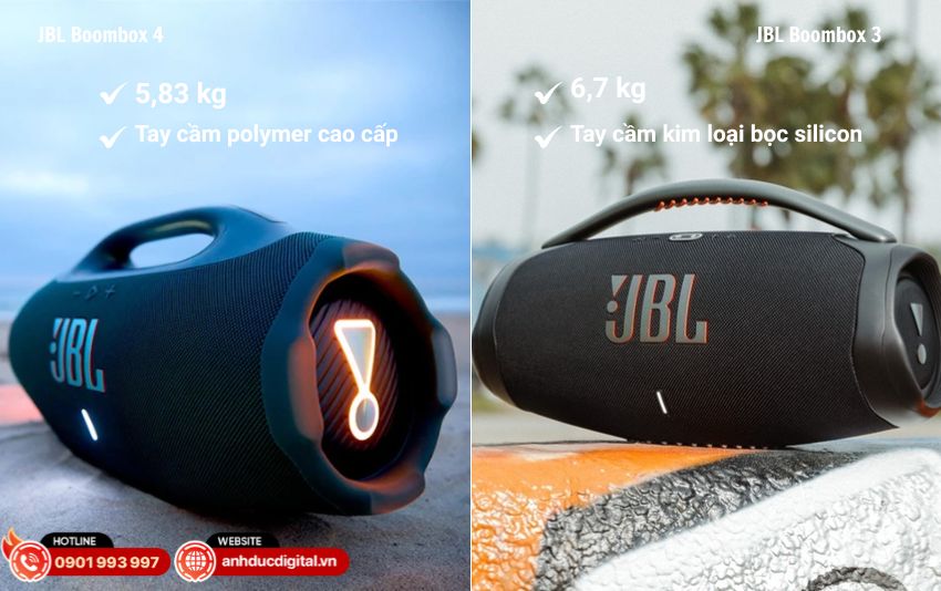 So sánh thiết kế JBL Boombox 4 và Boombox 3 - loa JBL di động