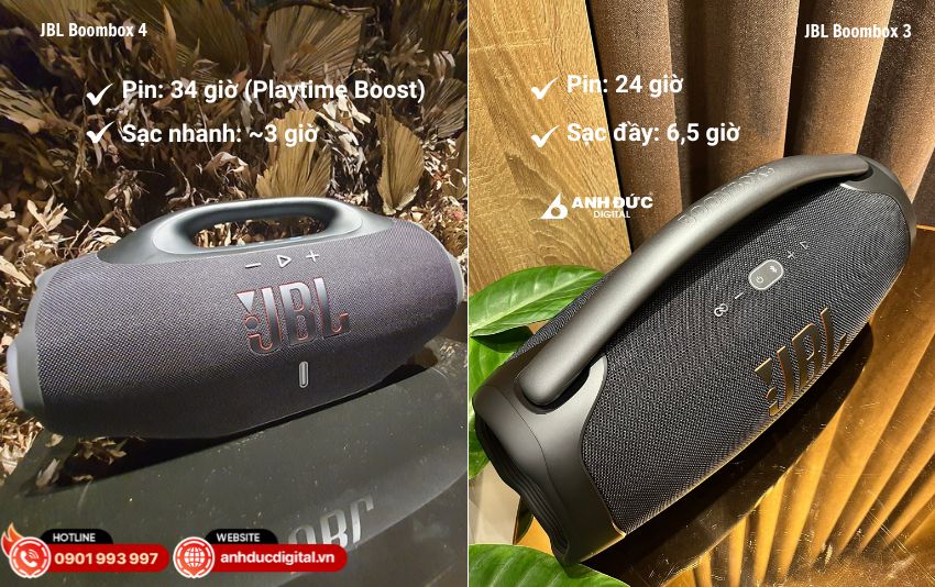 → Pin JBL Boombox 4 và Boombox 3 - so sánh thời gian sử dụng