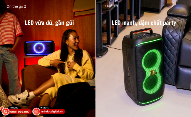 Ánh sáng vừa đủ cho tụ họp nhỏ hay hiệu ứng mạnh cho tiệc đông người.