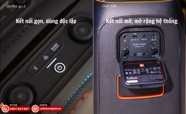 Khác biệt nằm ở khả năng mở rộng khi cần chơi nhạc cho không gian lớn.