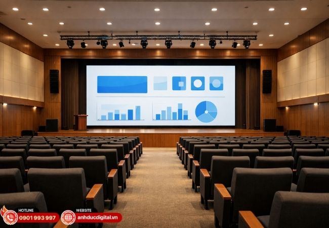 Góc nhìn rộng giúp hiển thị đồng đều ở mọi vị trí trong hội trường